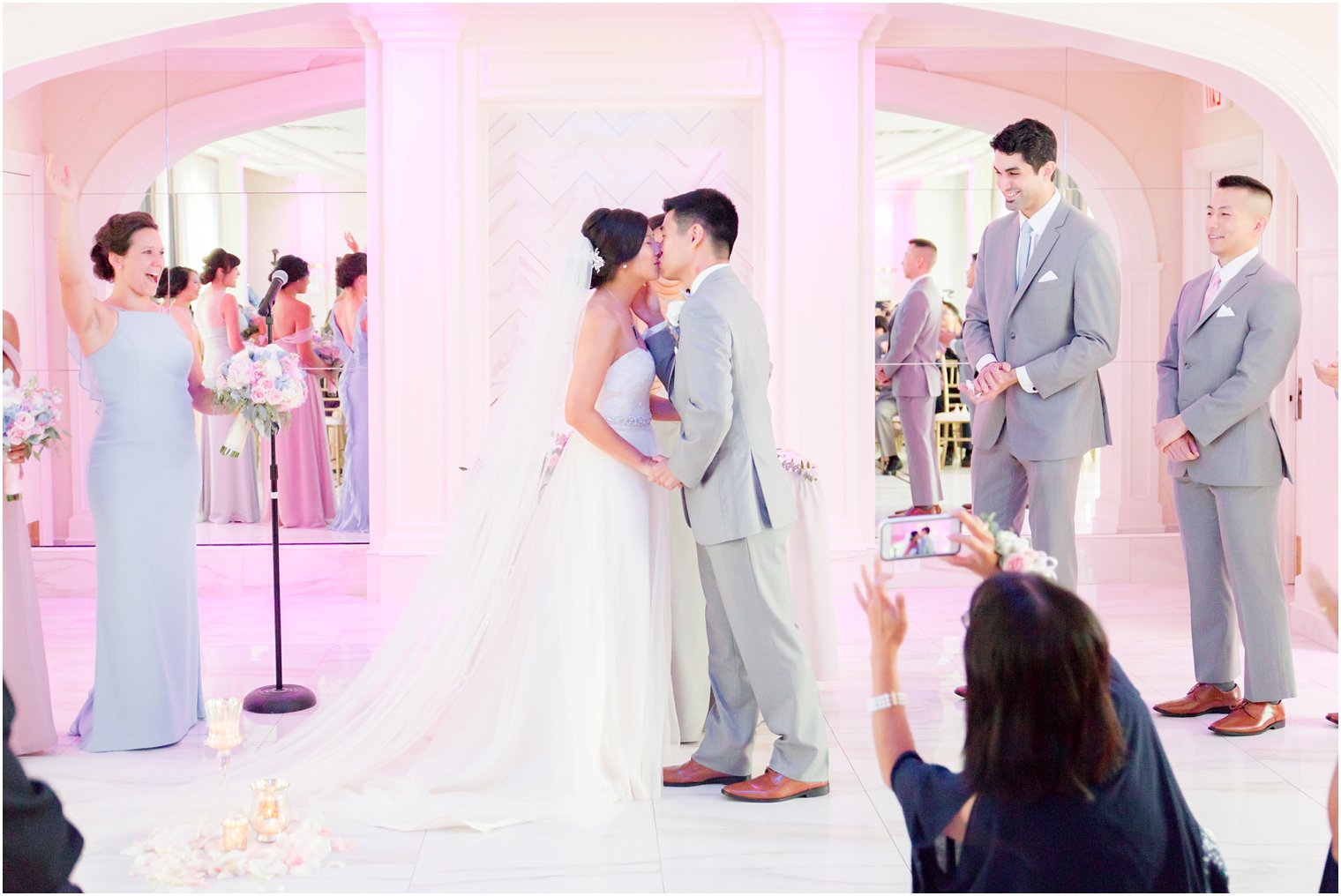 bride and groom first kiss at The Bethwood