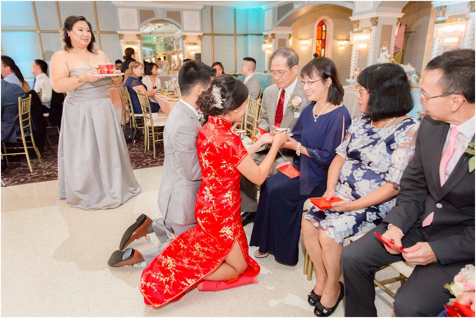 traditional tea ceremony during reception at The Bethwood photographed by Idalia Photography