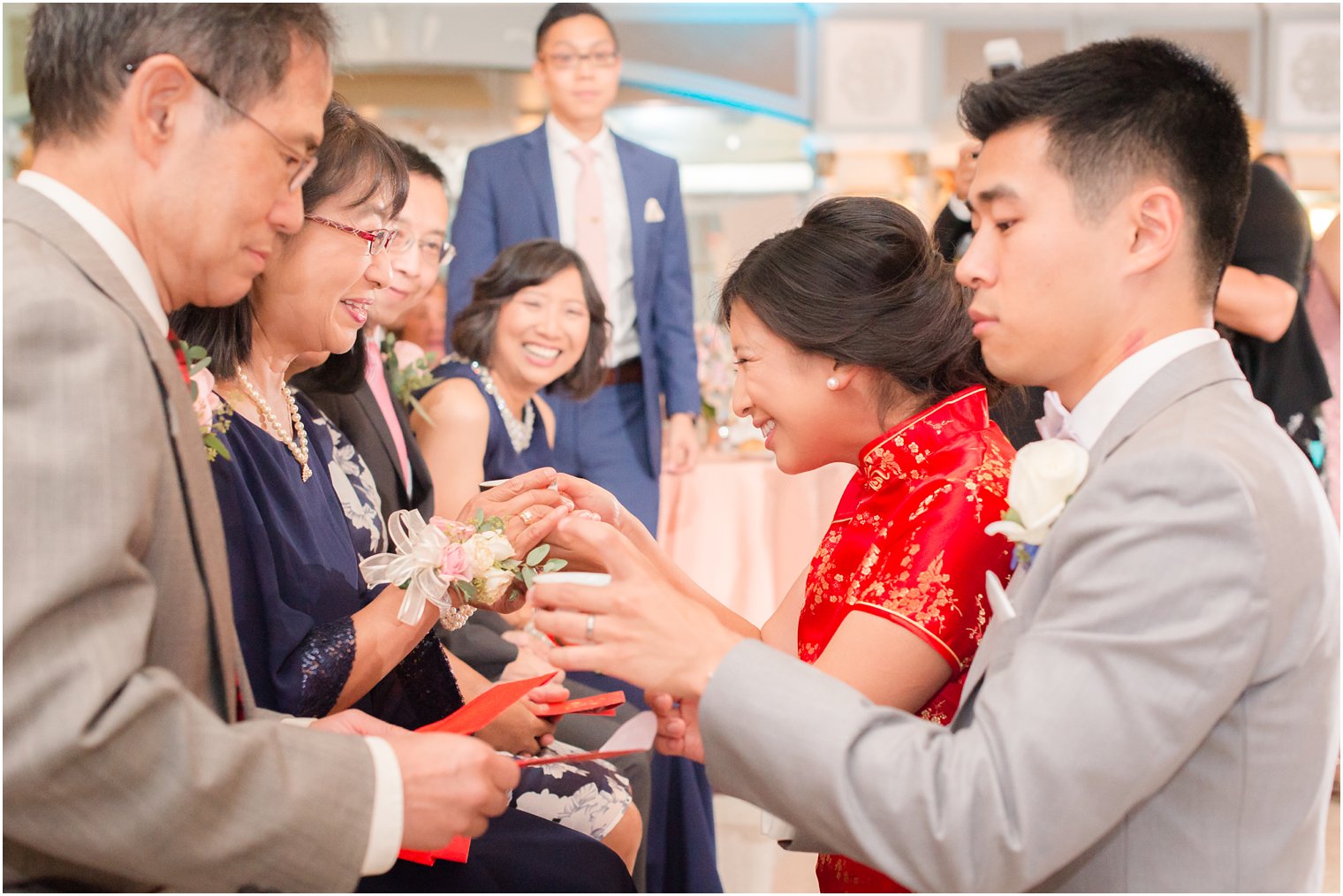 tea ceremony with parents during reception at The Bethwood