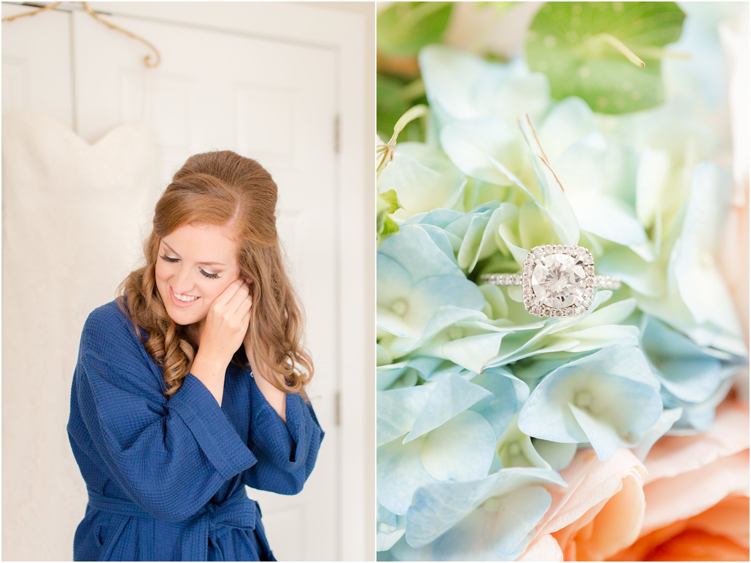 bride getting ready for wedding day at Brant Beach Yacht Club photographed by Idalia Photography