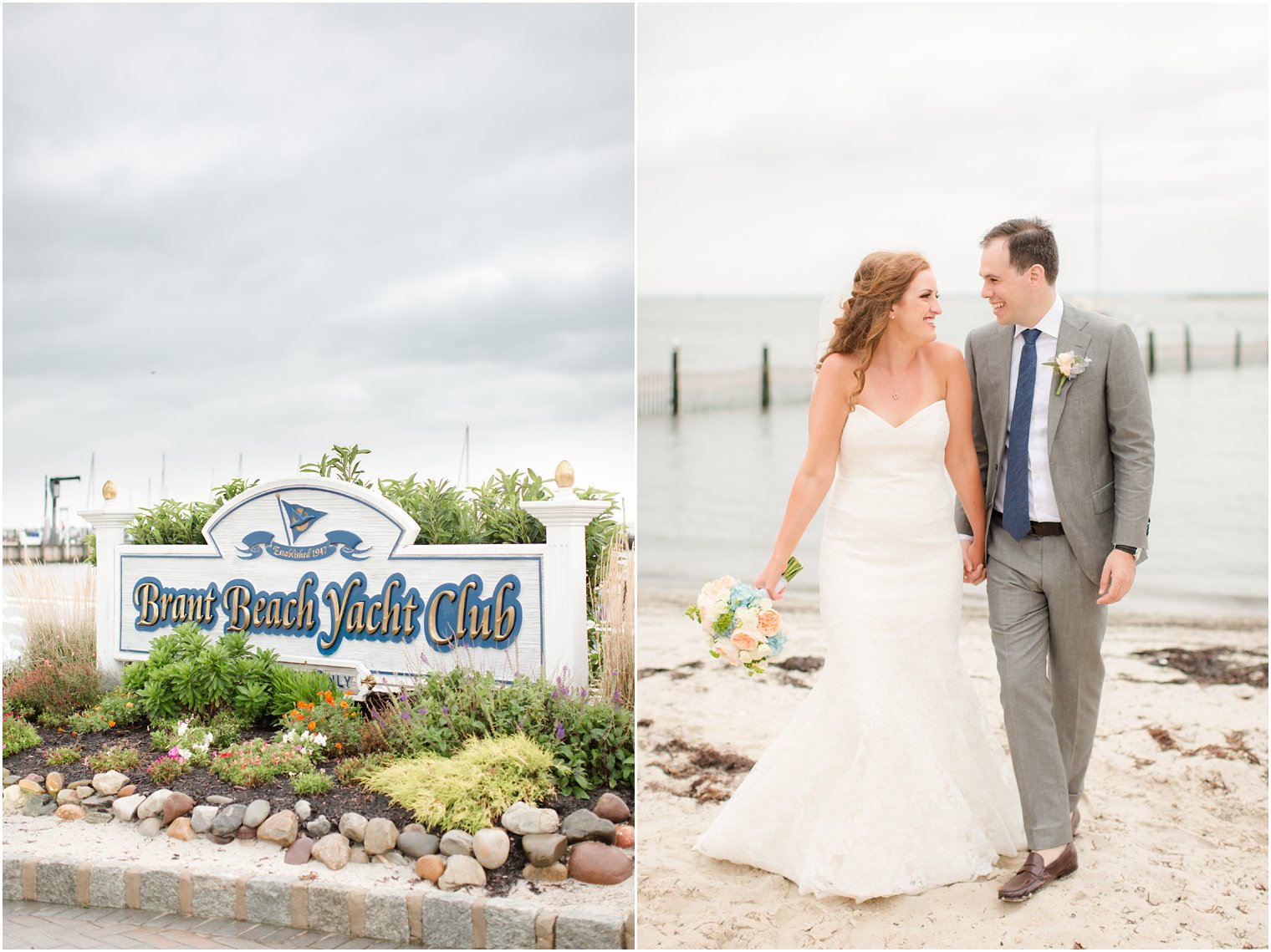 Brant Beach Yacht Club wedding day beach portraits by Idalia Photography