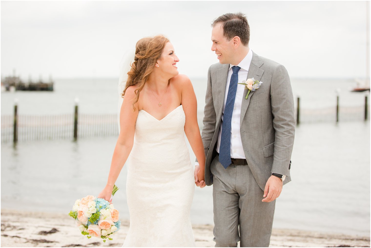 waterfront beach wedding portraits by Idalia Photography
