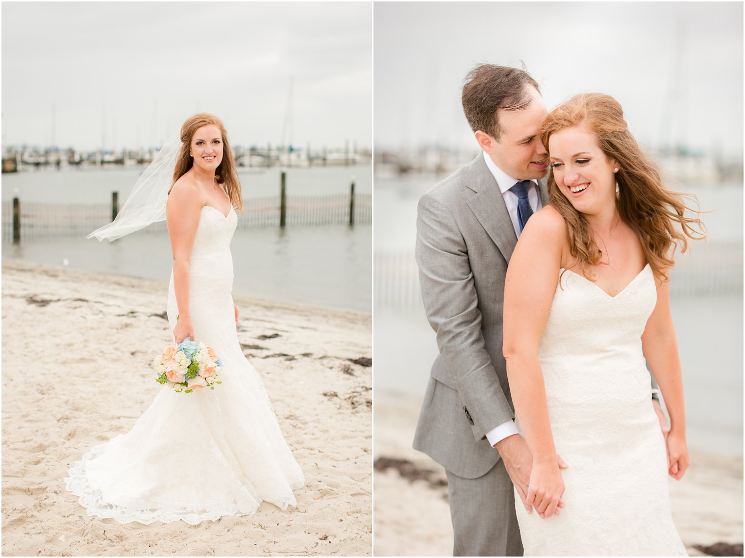 bride and groom celebrate Brant Beach Yacht Club wedding day with Idalia Photography