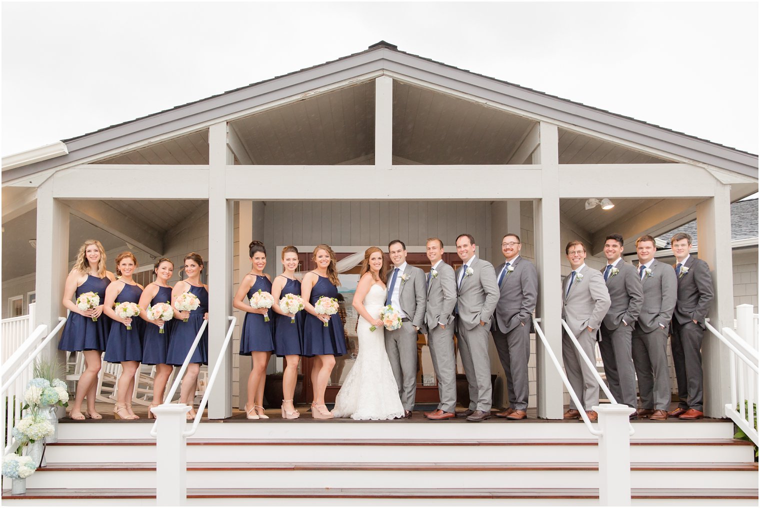 navy and grey wedding party attire for Brant Beach Yacht Club wedding day