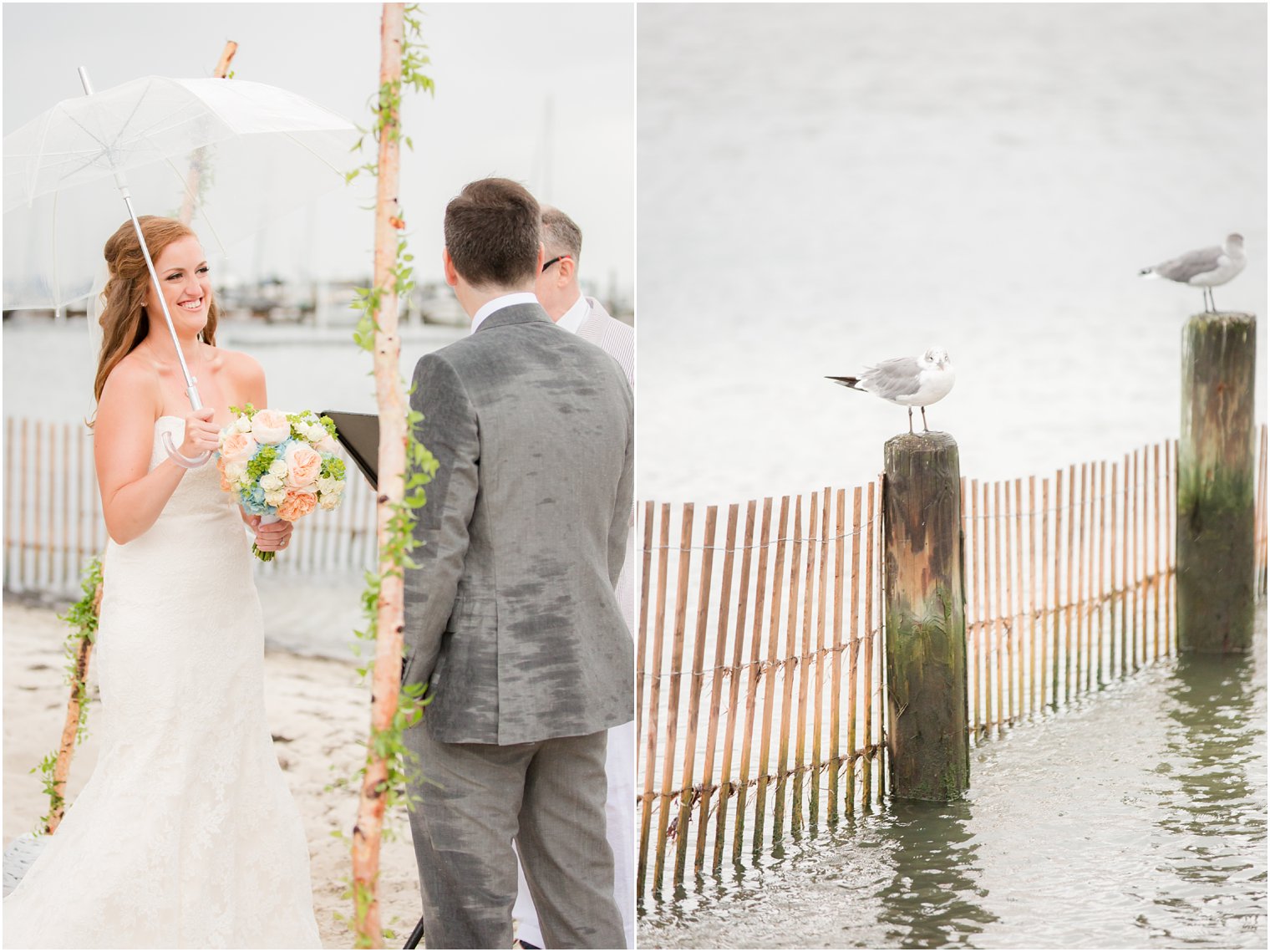 oceanfront ceremony at Brant Beach Yacht Club photographed by Idalia Photography
