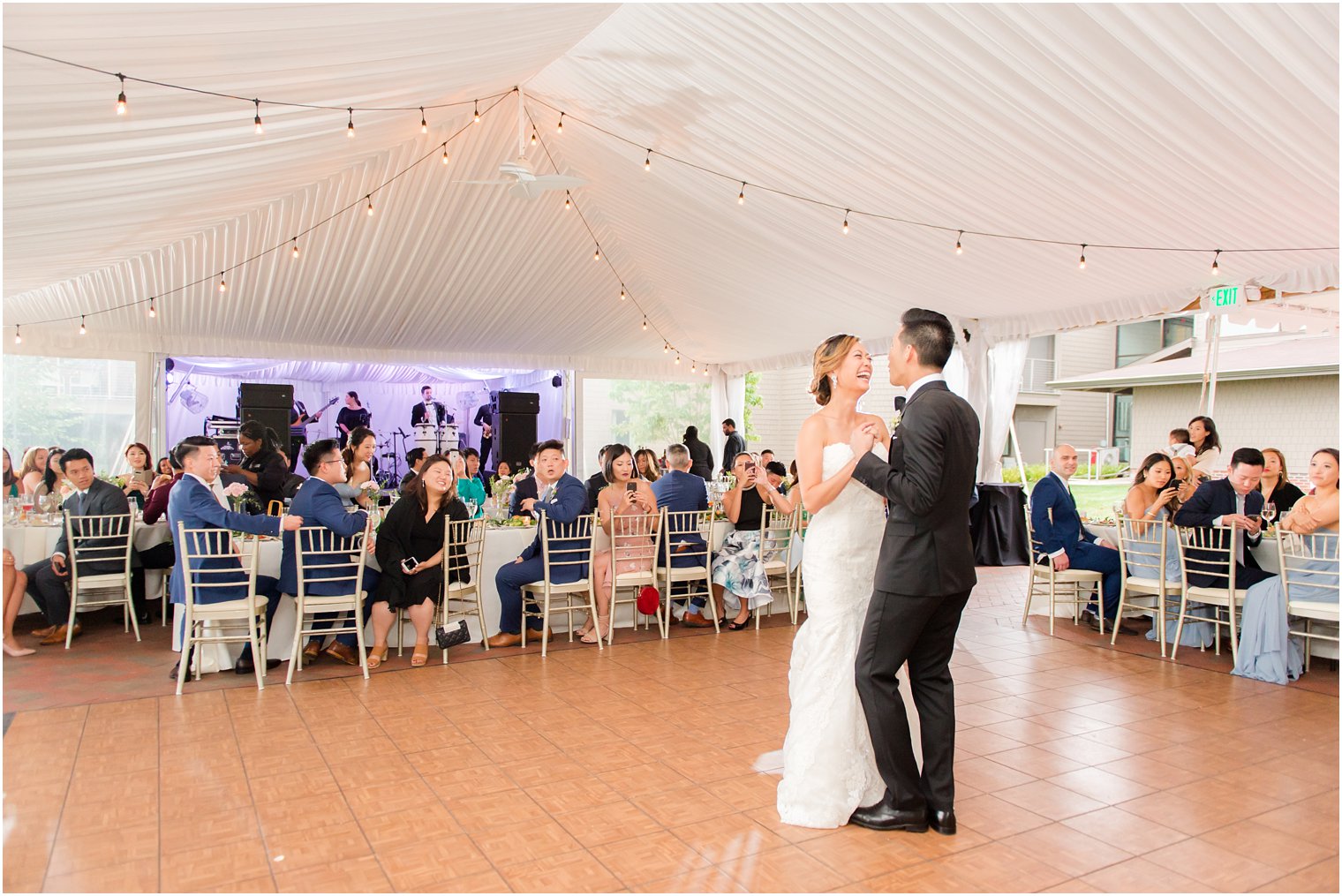 bride and groom during first dance at Chauncey Hotel photographed by Idalia Photography