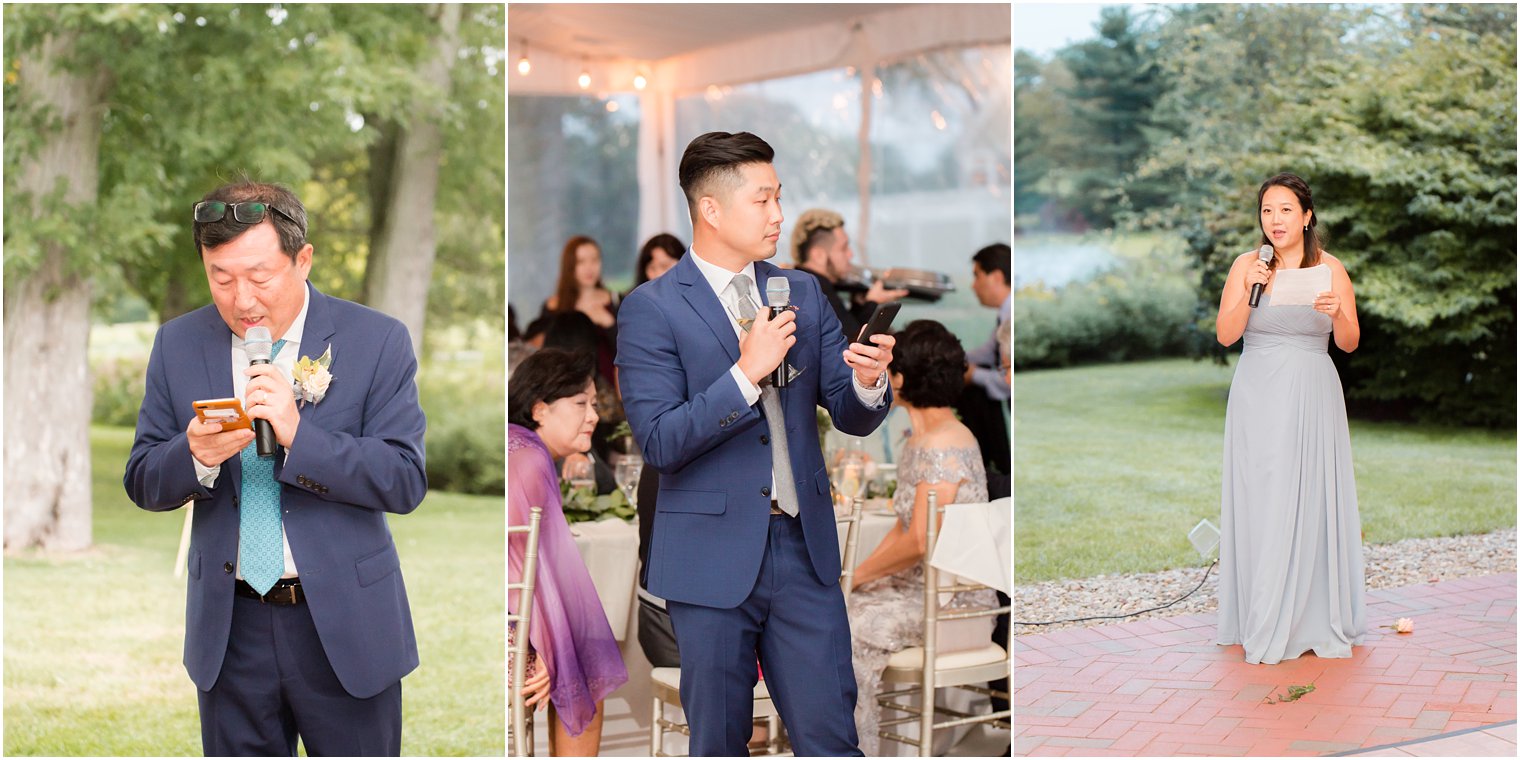 wedding reception toasts at Chauncey Hotel in New Jersey photographed by Idalia Photography