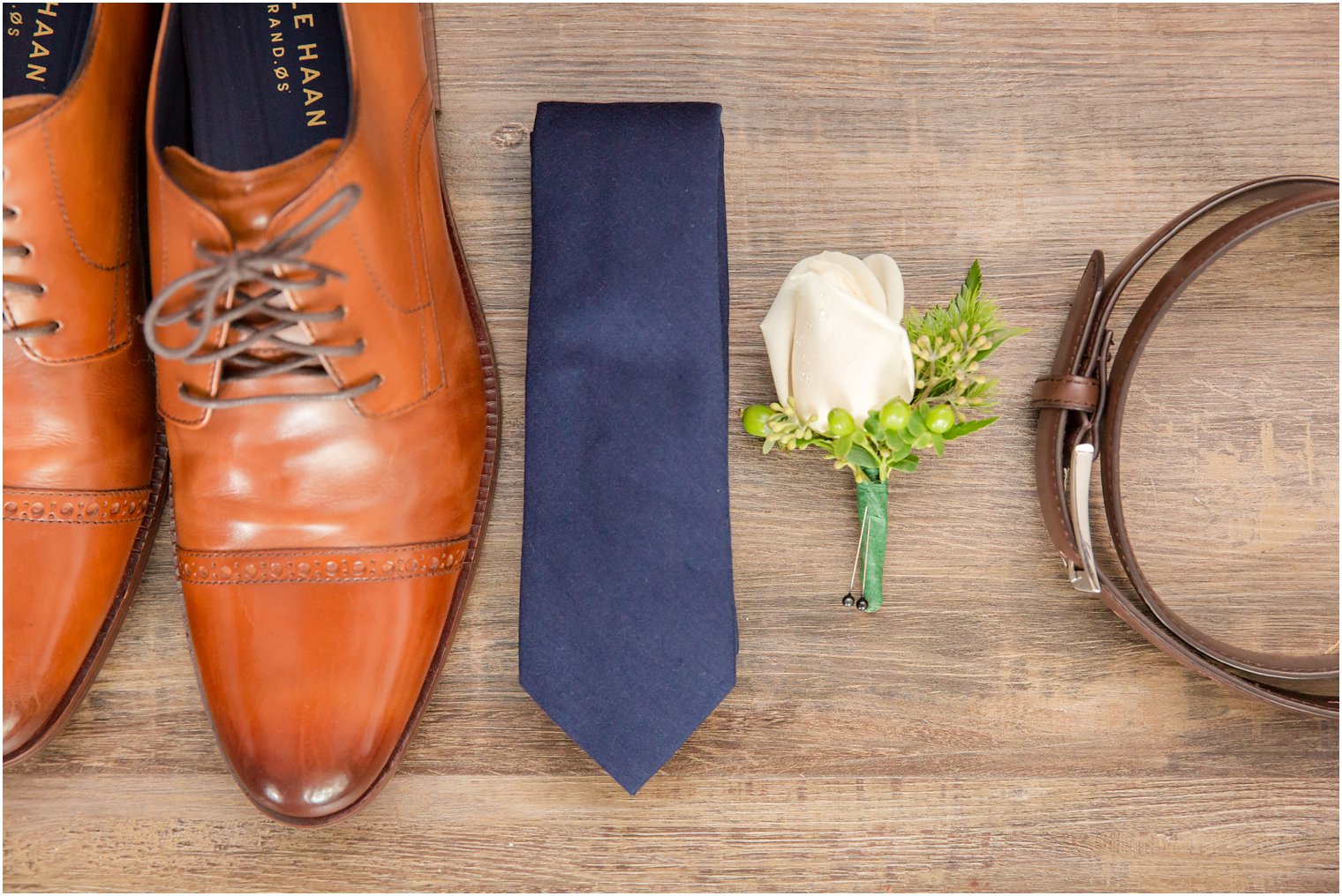 brown shoes and navy tie for groom photographed by Idalia Photography