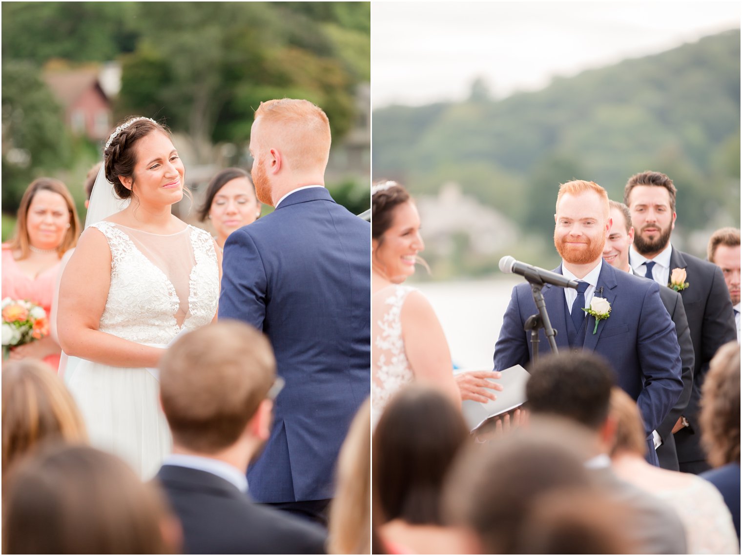 emotional wedding ceremony at Lake Mohawk Country Club photographed by Idalia Photography