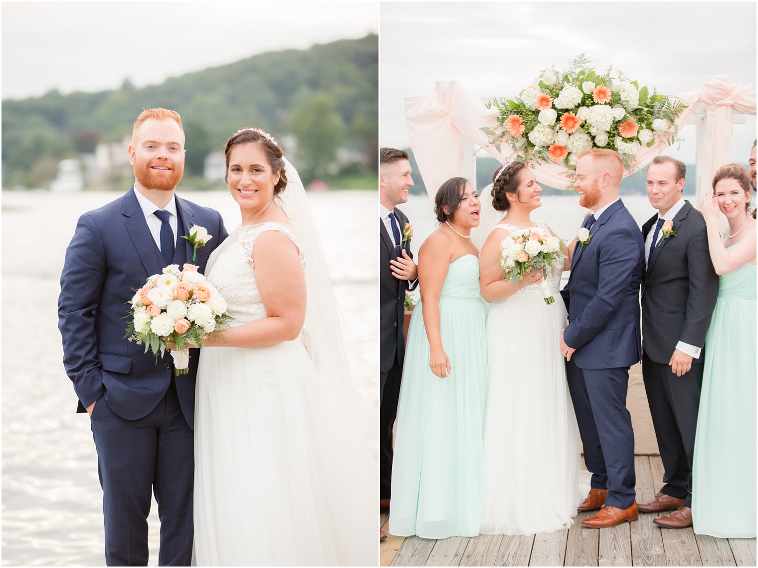 bride and groom with wedding party at Lake Mohawk Country Club photographed by Idalia Photography