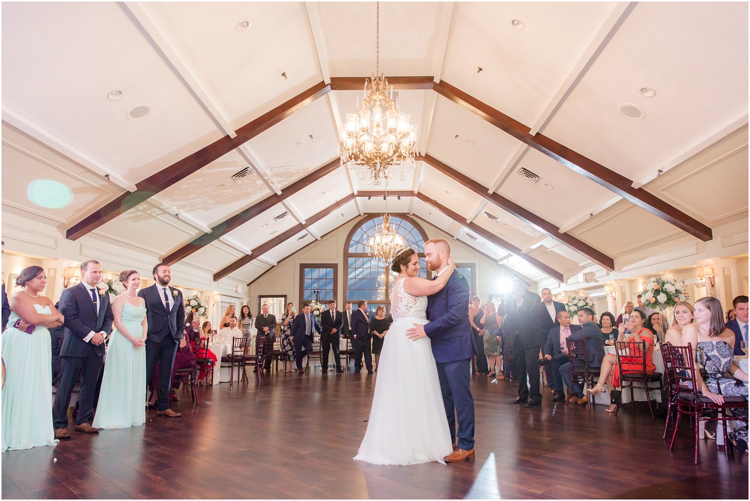bride and groom's first dance at Lake Mohawk Country Club photographed by Idalia Photography