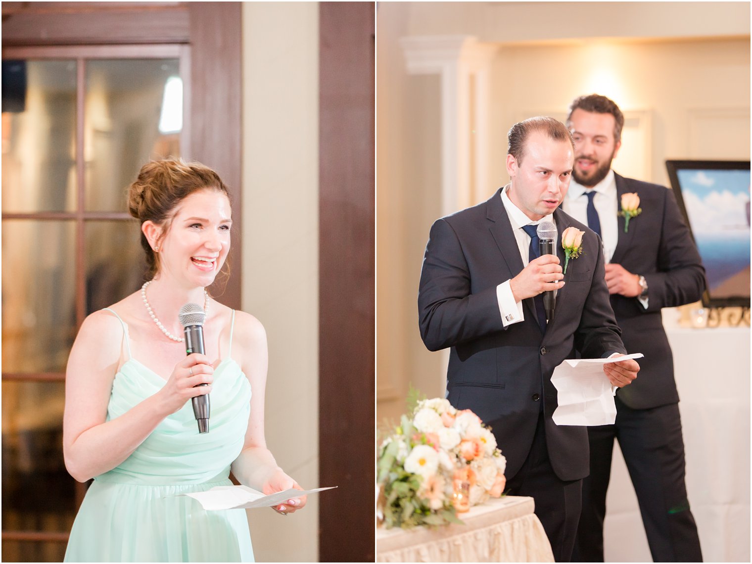 wedding toasts during reception at Lake Mohawk Country Club