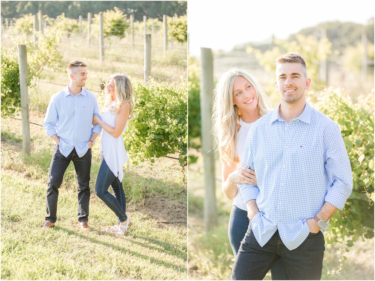 summer engagement session at Laurita Winery photographed by Idalia Photography