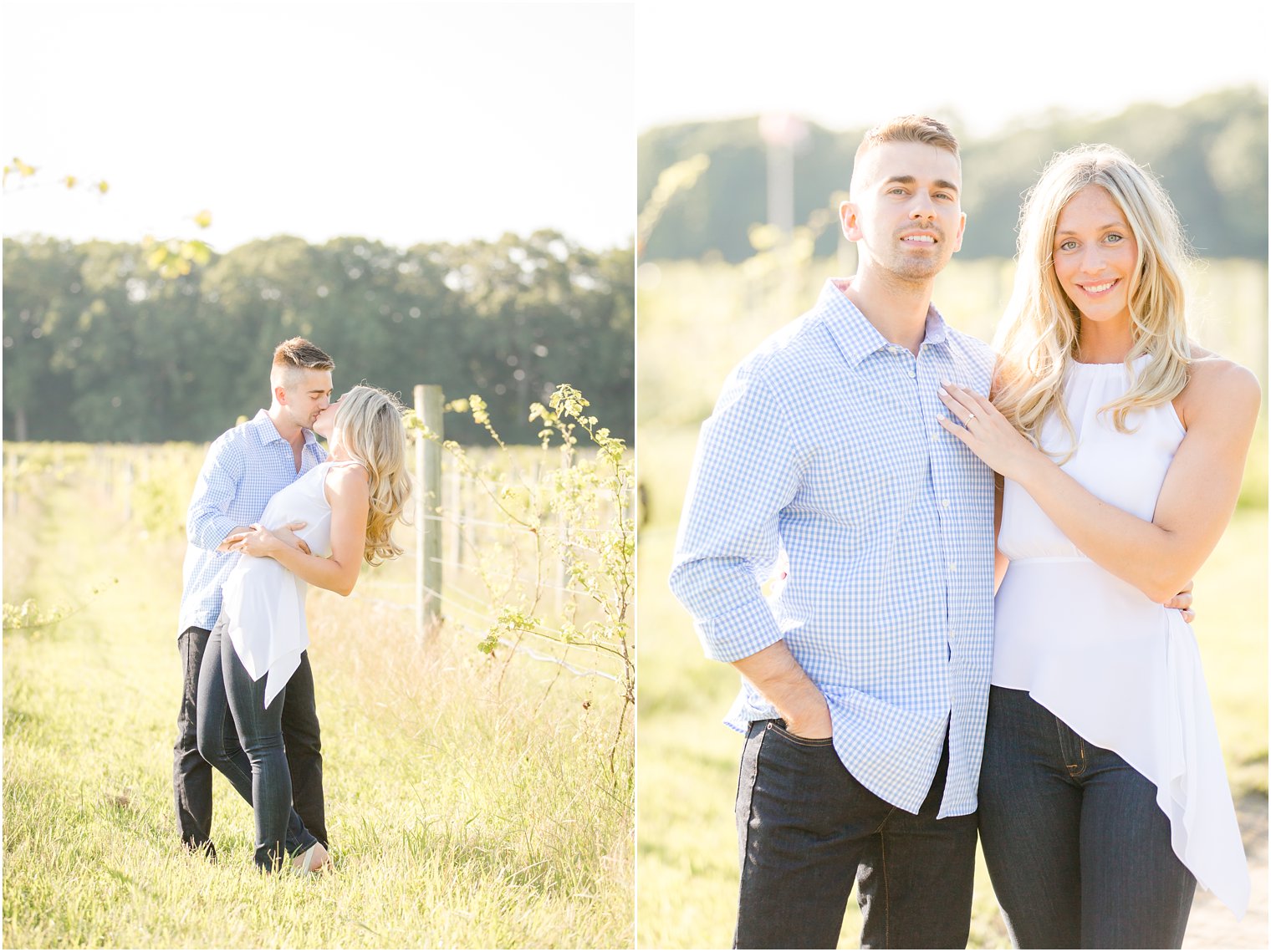 summer engagement session at Laurita Winery photographed by Idalia Photography