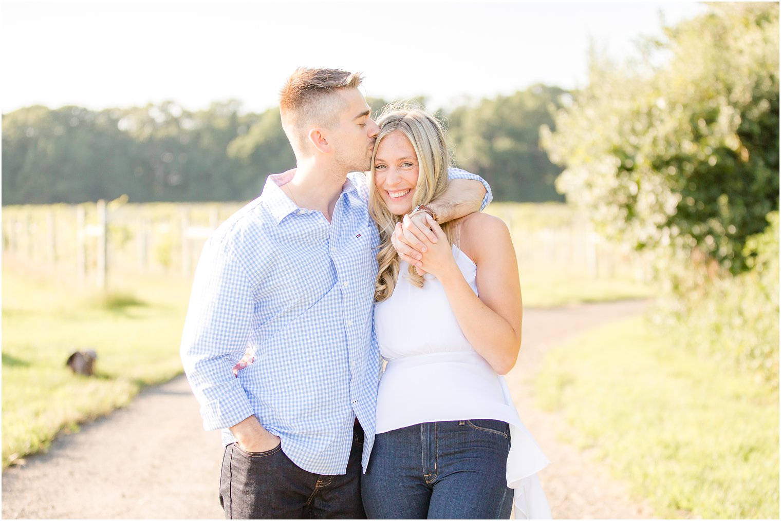 Engaged couple at Laurita Winery