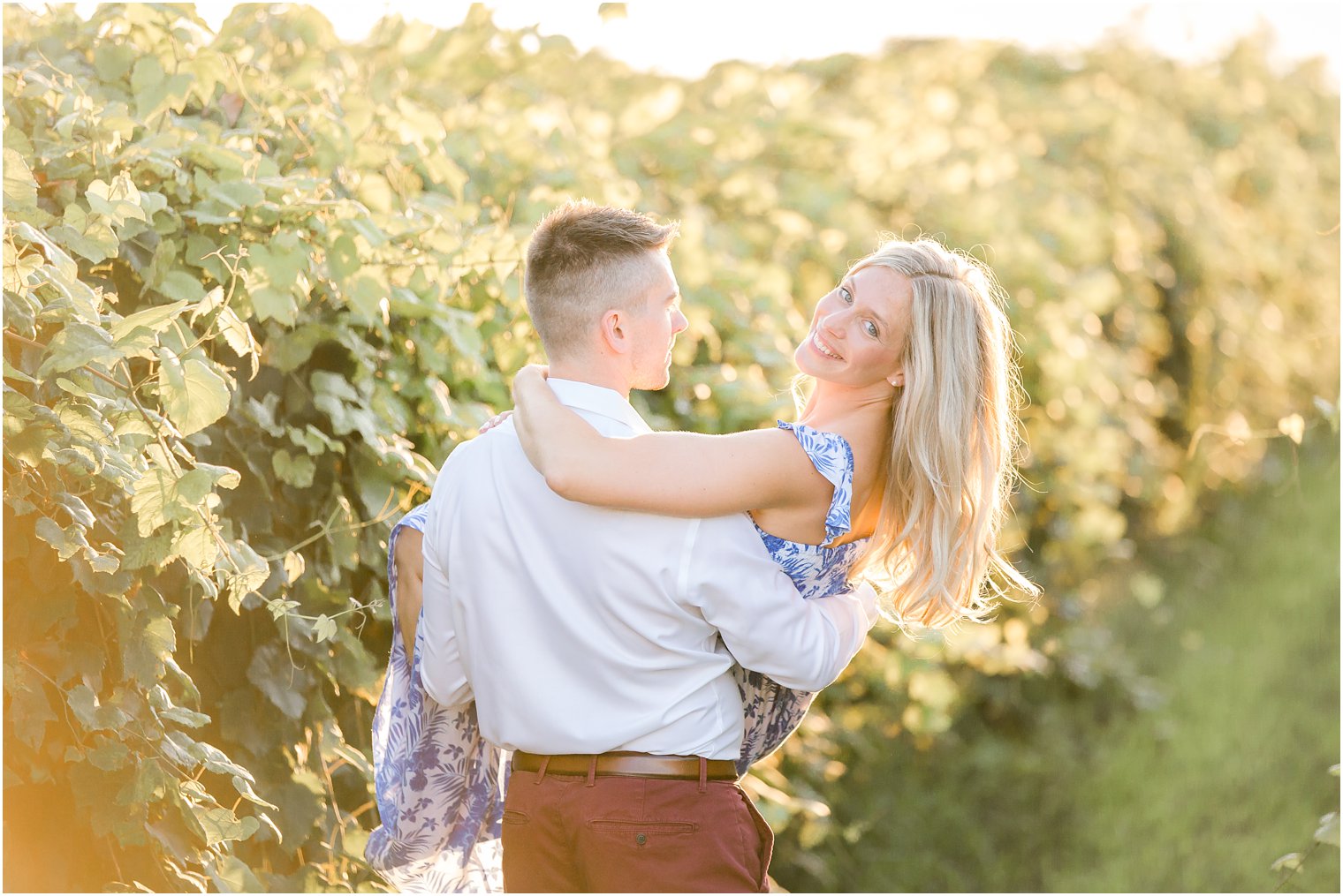 engaged couple photographed at Laurita Winery by NJ wedding photographer Idalia Photography