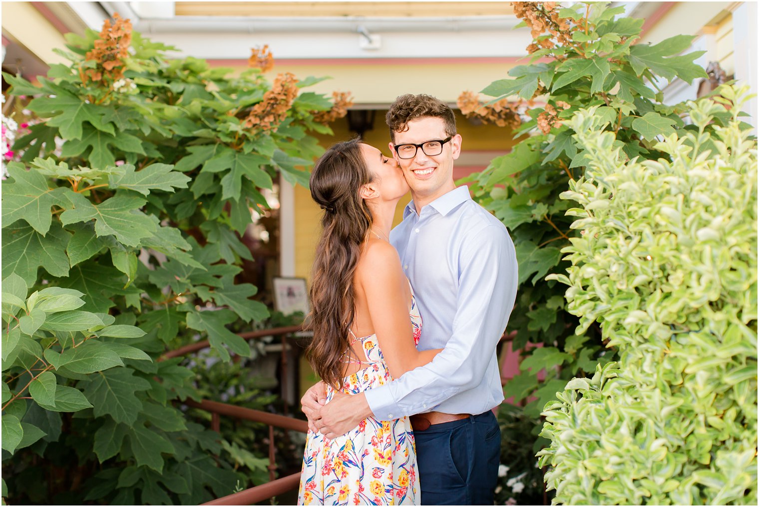 bride and groom pose during engagement session photographed by LBI wedding photographer Idalia Photography