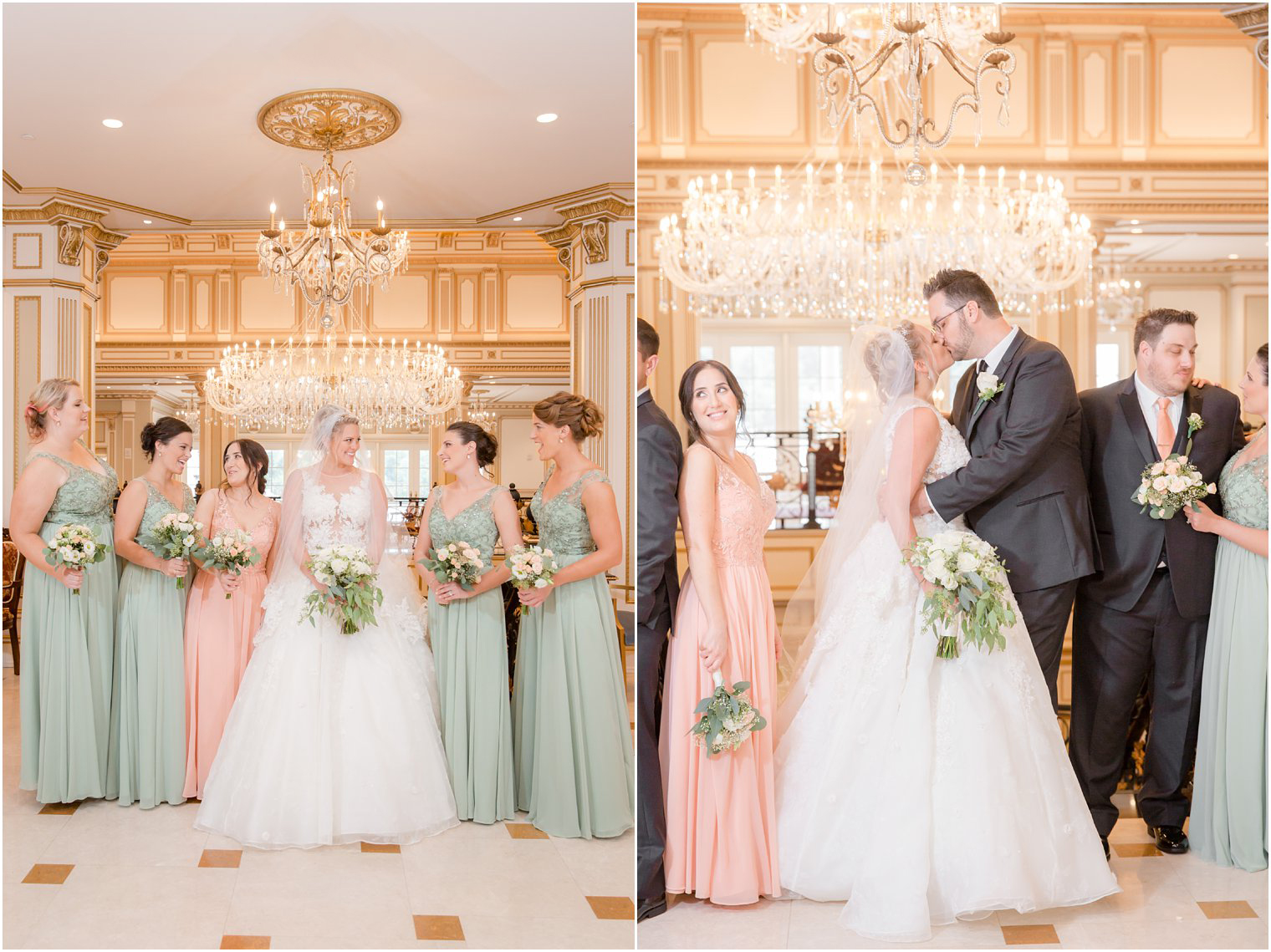 bride and groom with wedding party in Legacy Castle by Idalia Photography