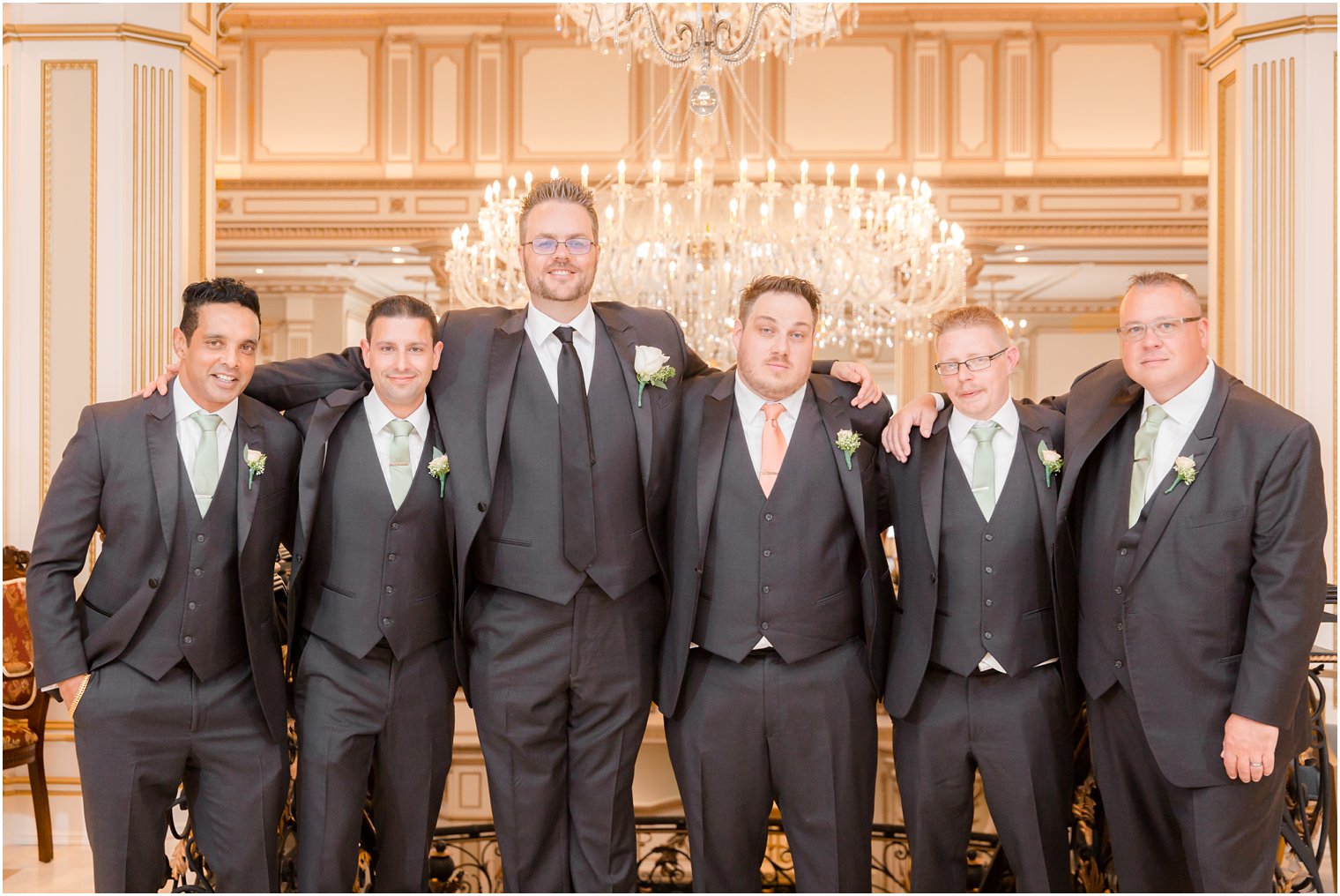 relaxed groomsmen portrait with Idalia Photography in Legacy Castle