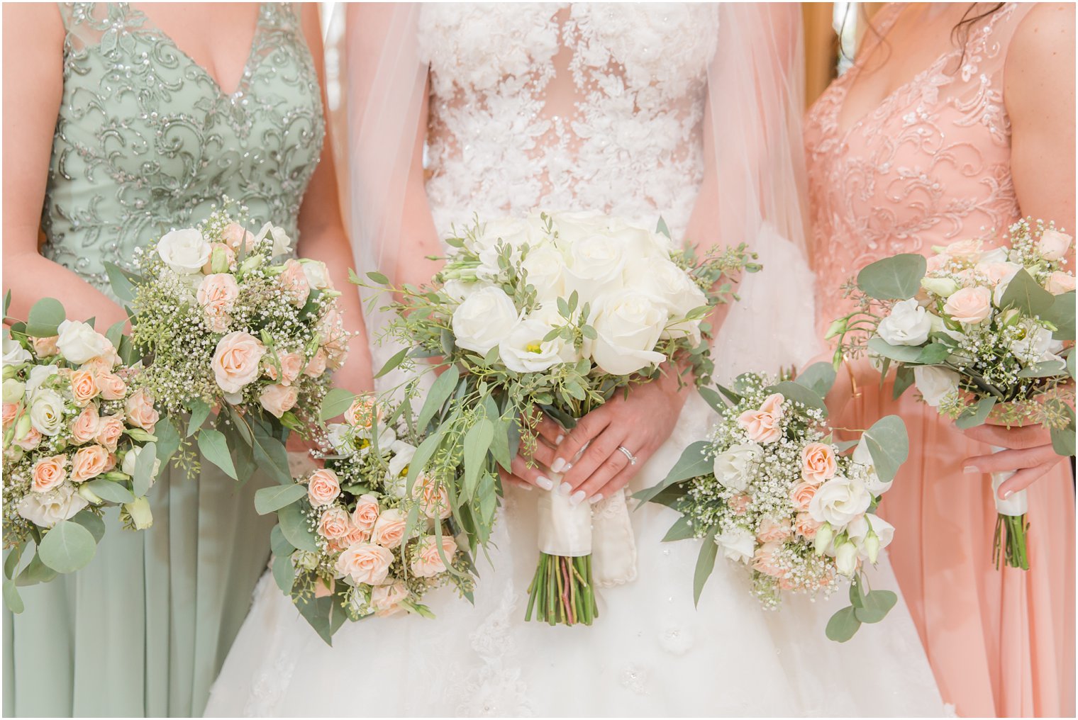 ivory and blush rose bouquets by Park Floral photographed by Idalia Photography