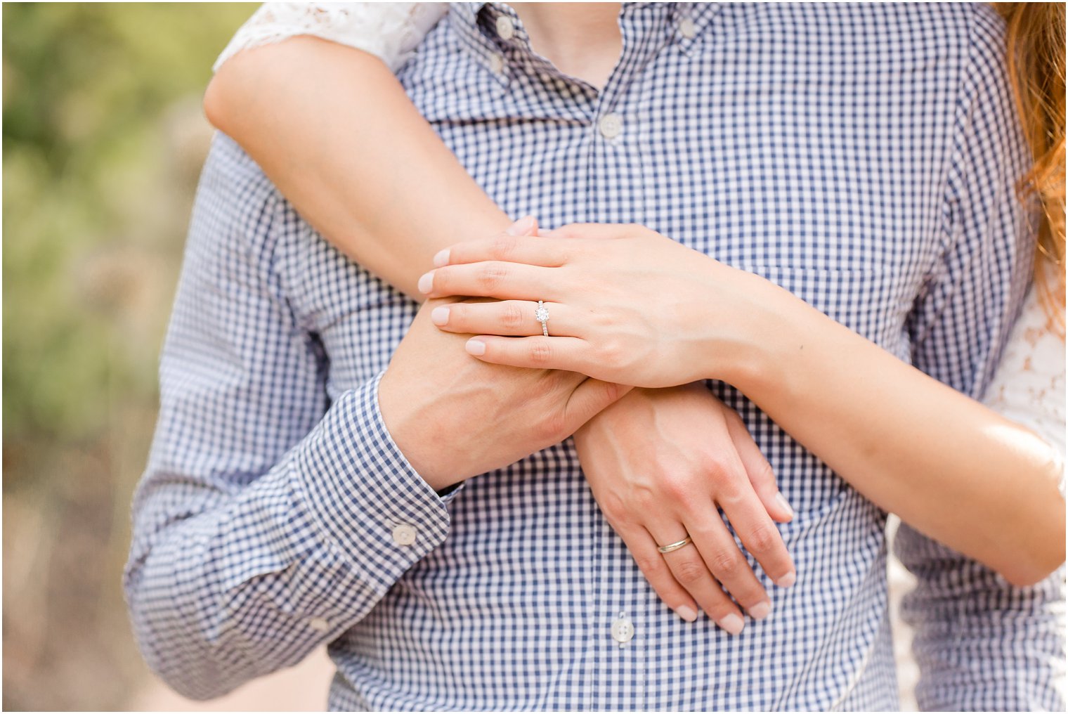 diamond engagement ring at Sayen House and Gardens engagement session