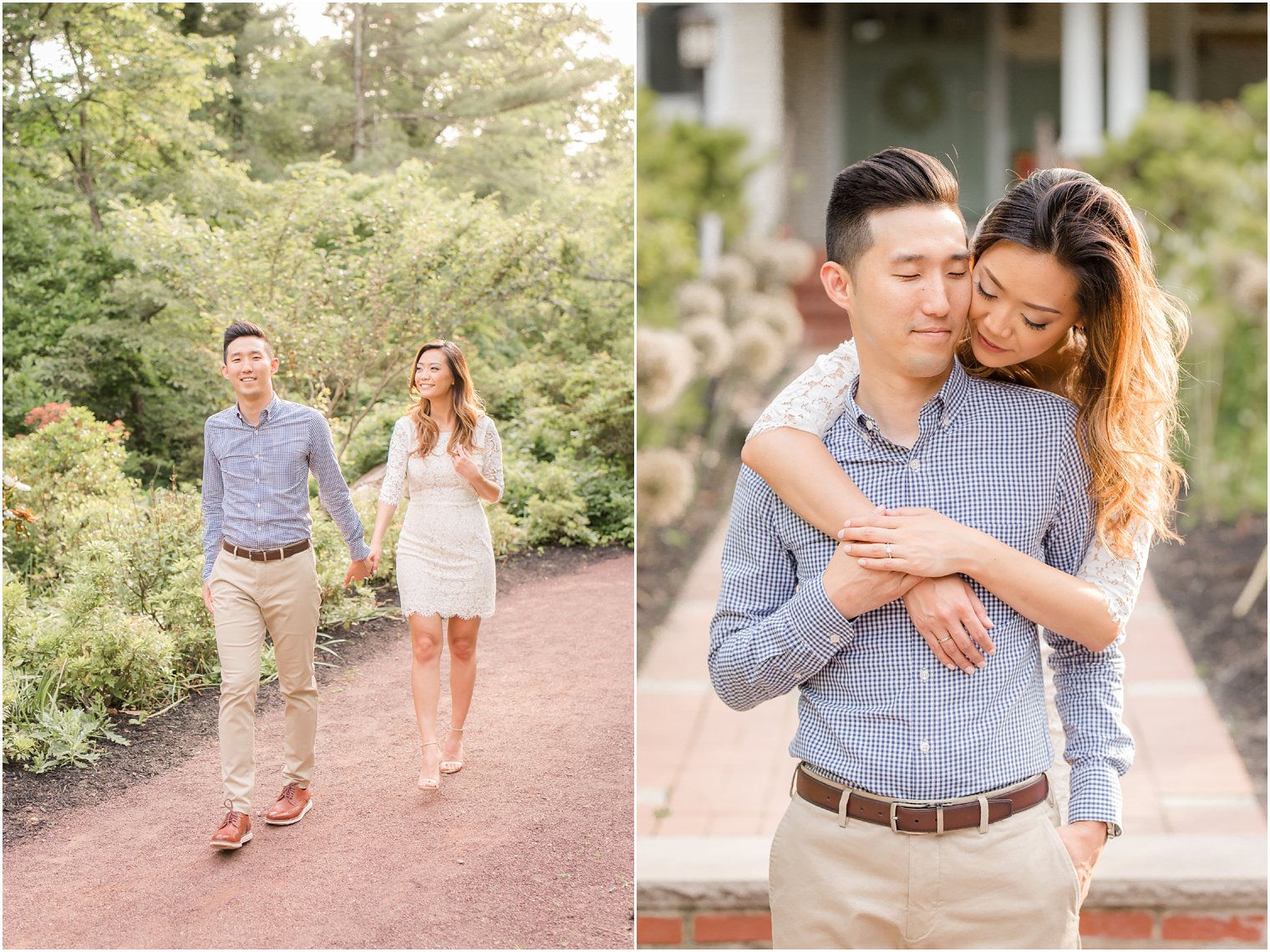 couple explores Sayen House and Gardens during engagement session with Idalia Photography associate photographer Jocelyn