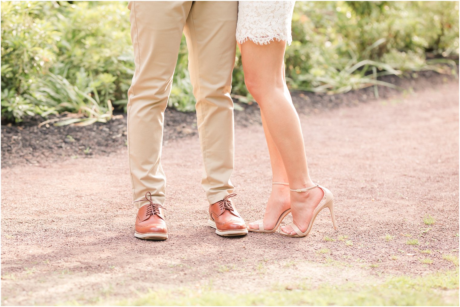 shoe details for couple during engagement session at Sayen House and Gardens with NJ wedding photographer Idalia Photography