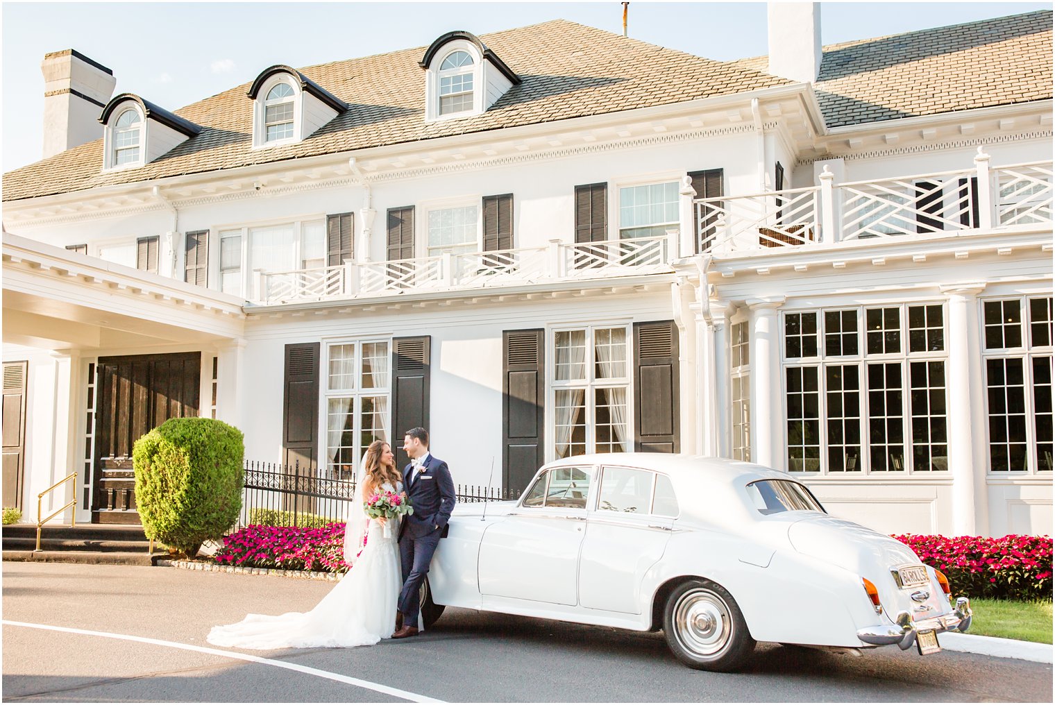 elegant portrait of bride and groom at Shadowbrook