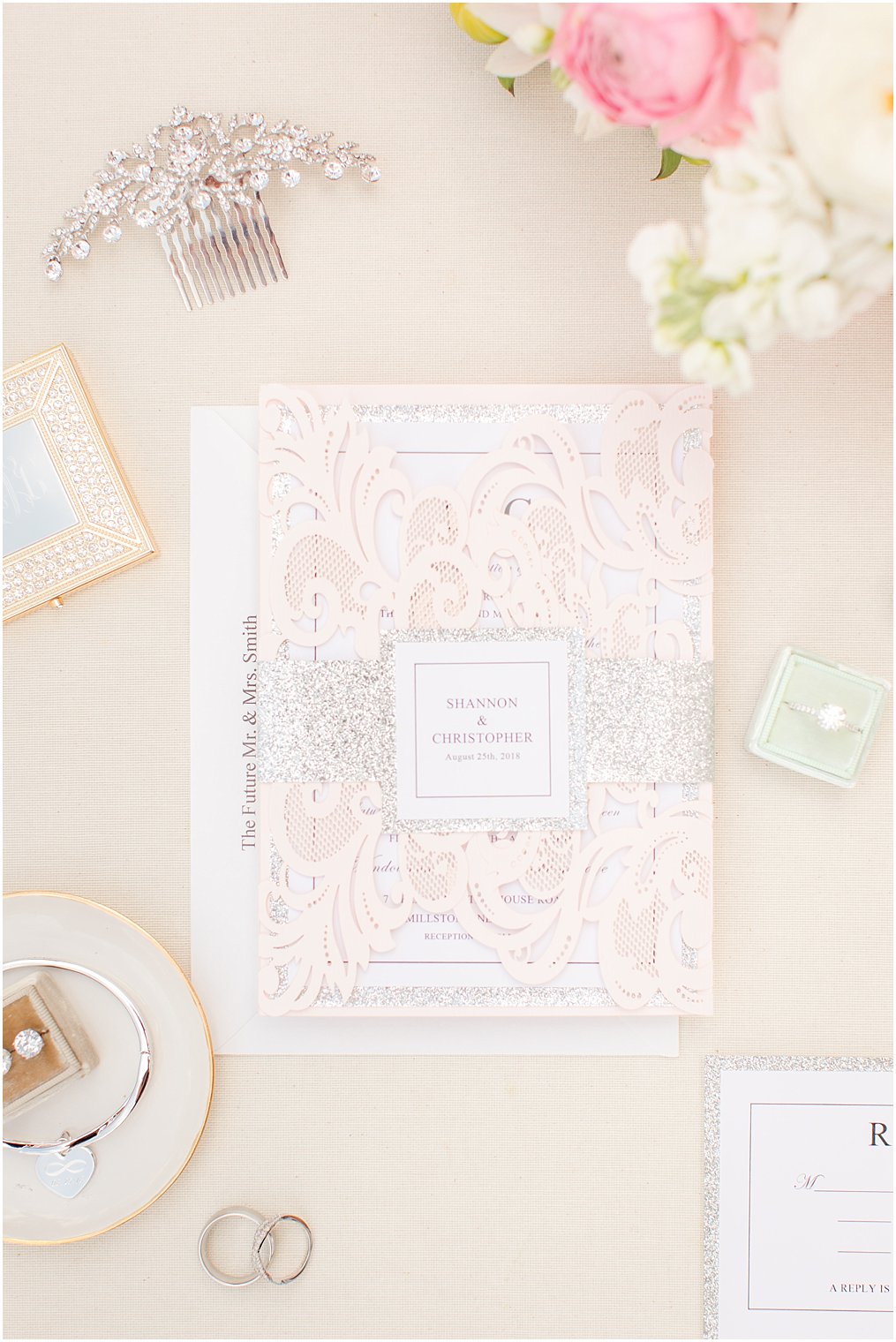 lace detail on wedding invitations by Elegant Wedding Invites