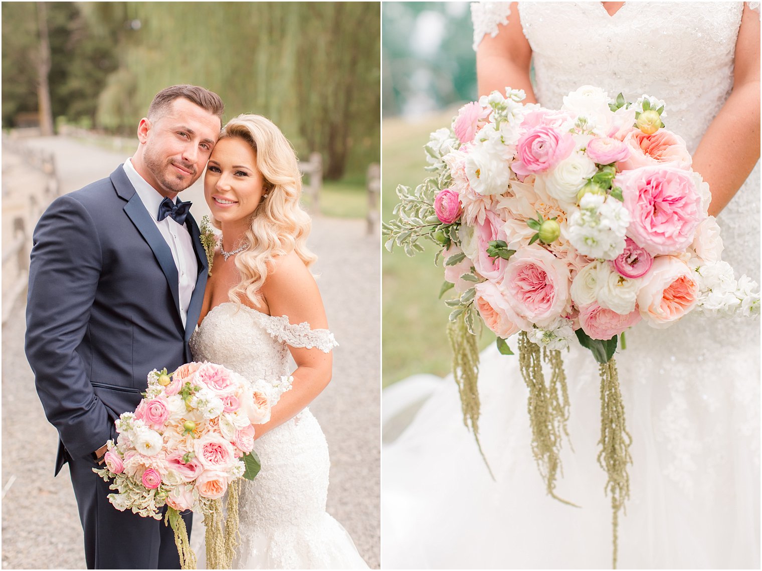 pink and white summer wedding bouquet by Peonies to paintchips at Windows on the Water at Frogbridge