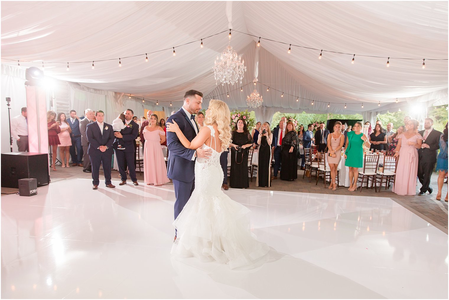 first dance at Windows on the Water at Frogbridge tented reception