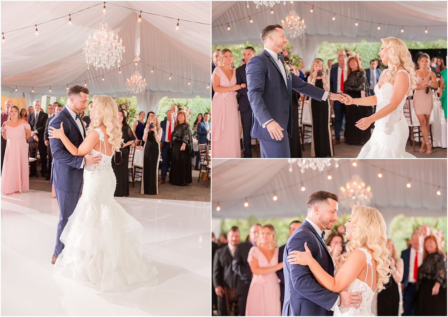 wedding reception under tent at Windows on the Water at Frogbridge