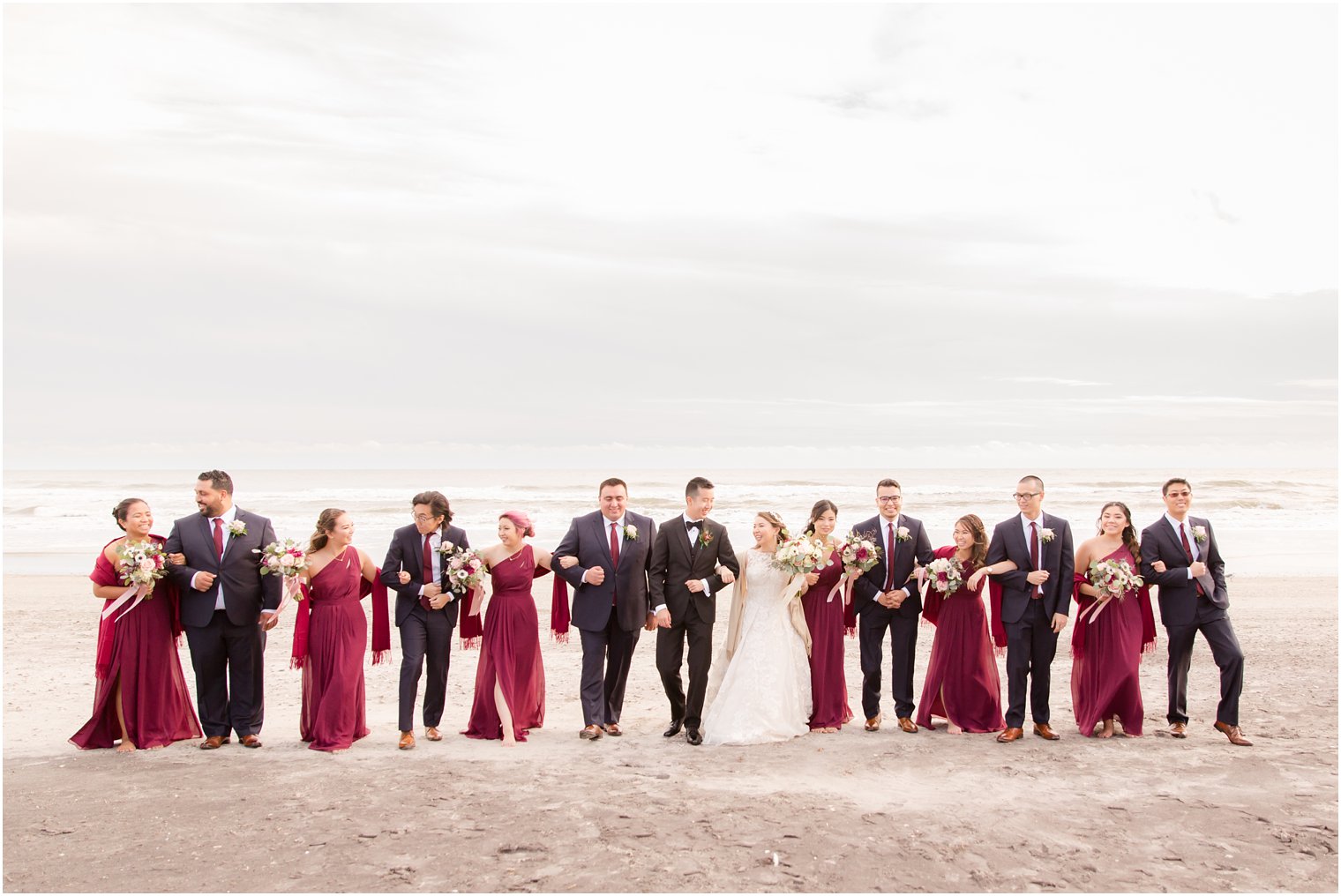 Bridal party on Atlantic City beach