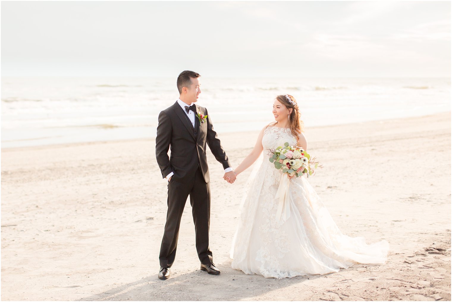 Wedding portrait of couple on the beach