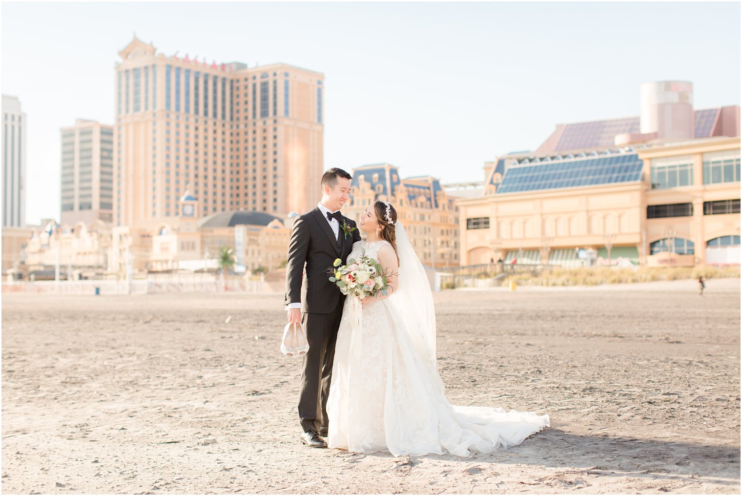Classic Atlantic City wedding in front of Caesar's Palace