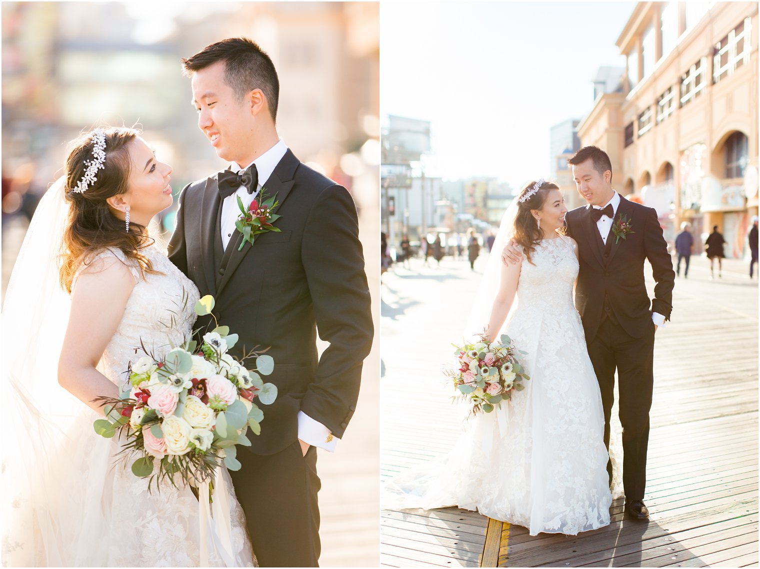 Wedding portraits on Atlantic City boardwalk