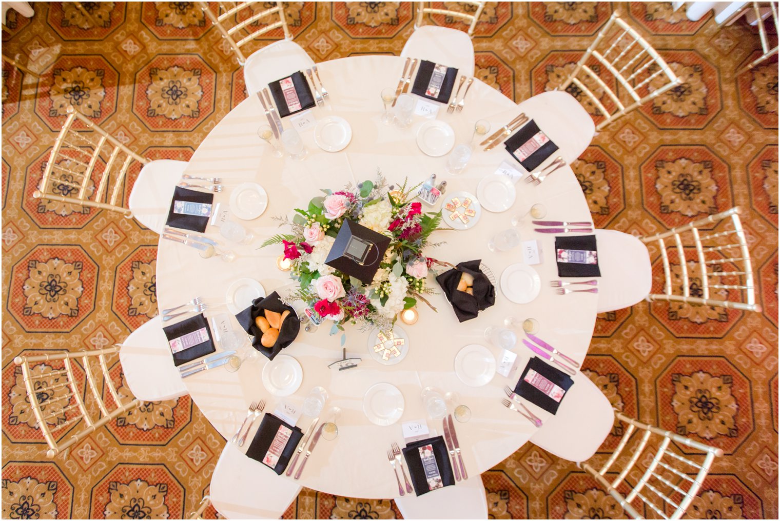 Wedding reception table at Claridge Hotel