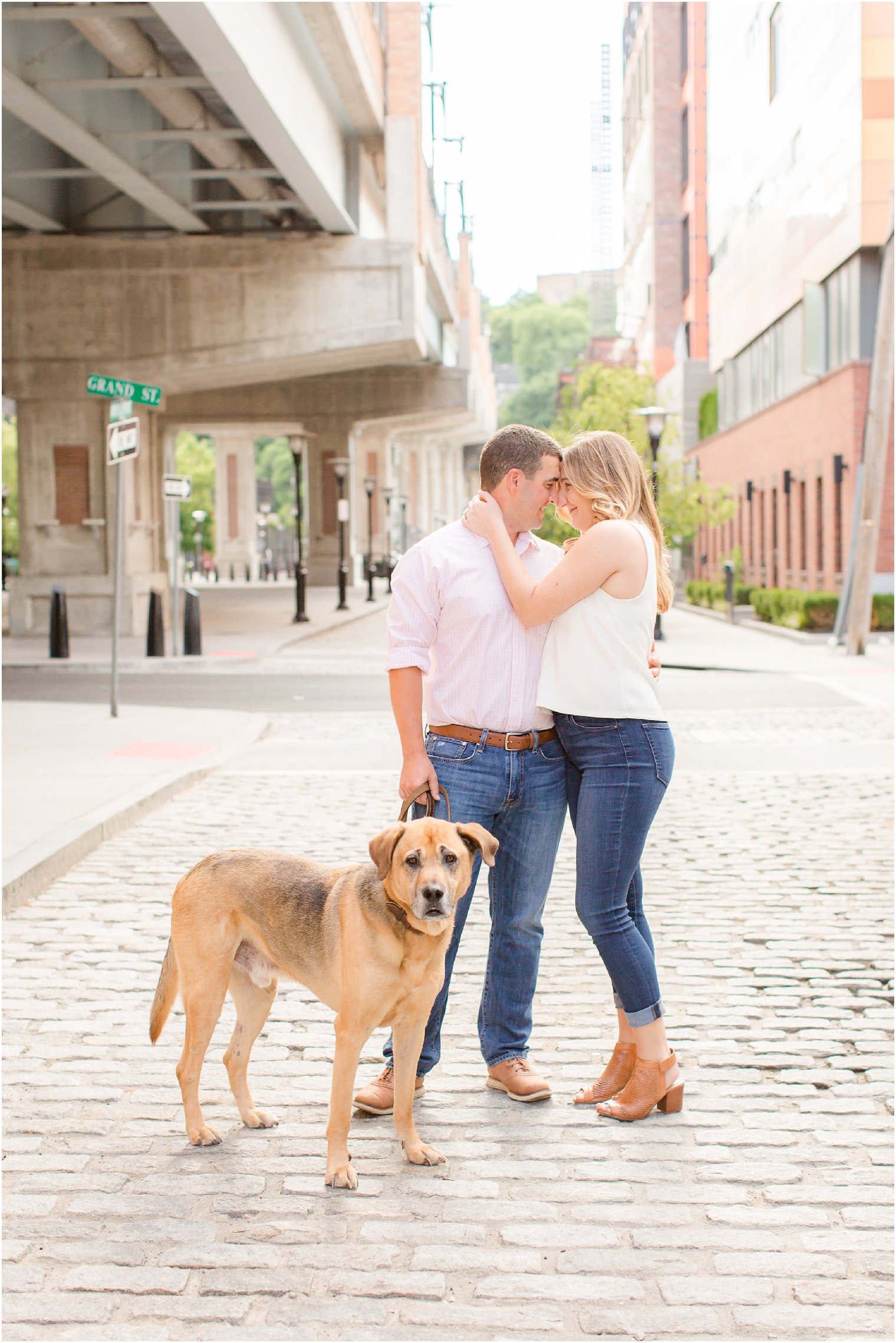 Hoboken NJ engagement portraits with dog