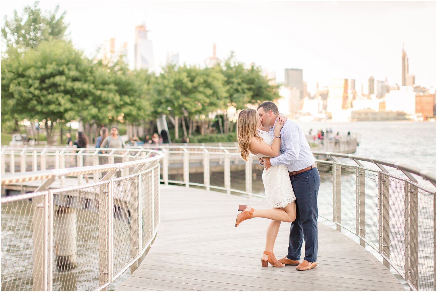 waterfront engagement portraits in Hoboken NJ with Idalia Photography