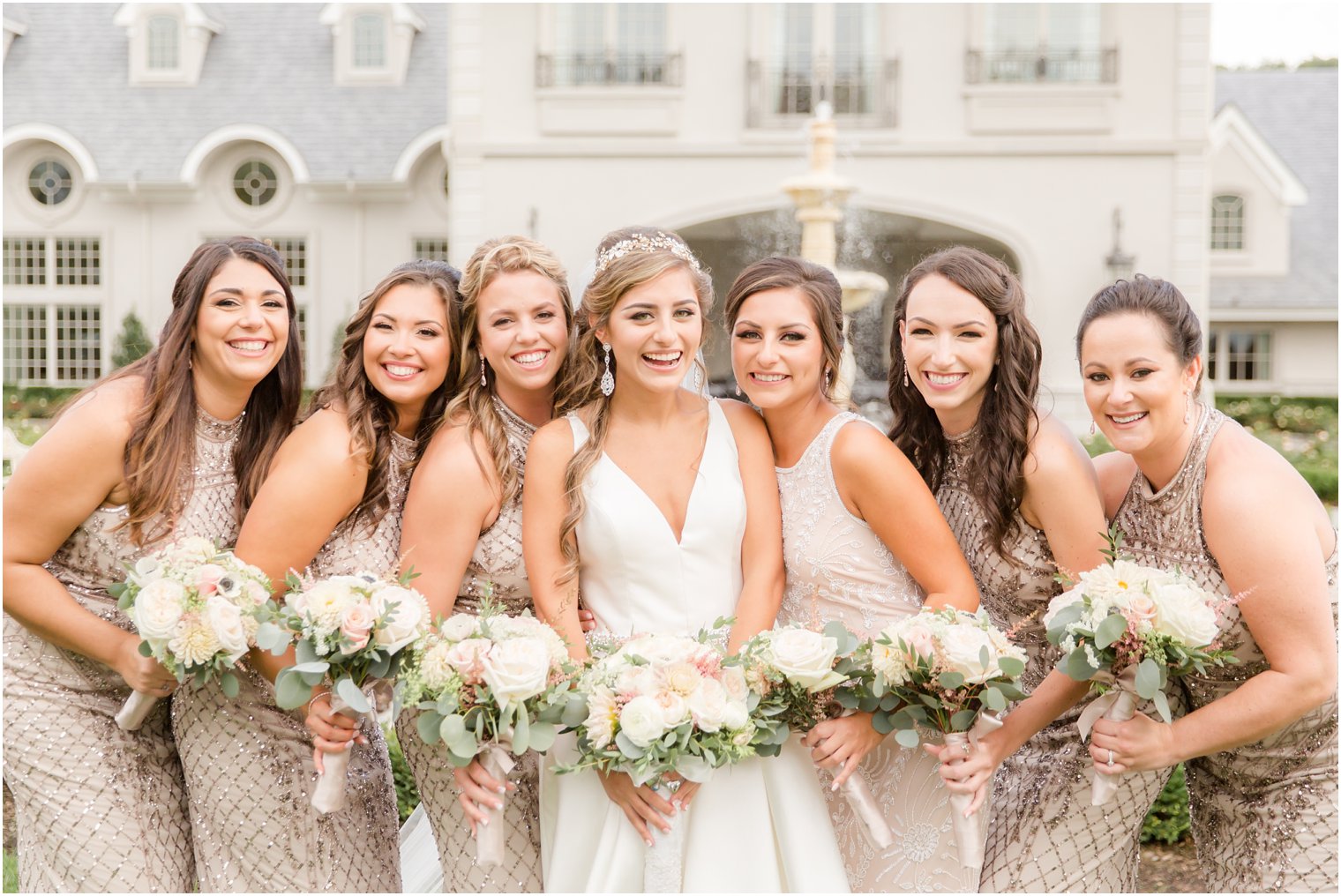 bridesmaids posing for photos on wedding day at Park Chateau