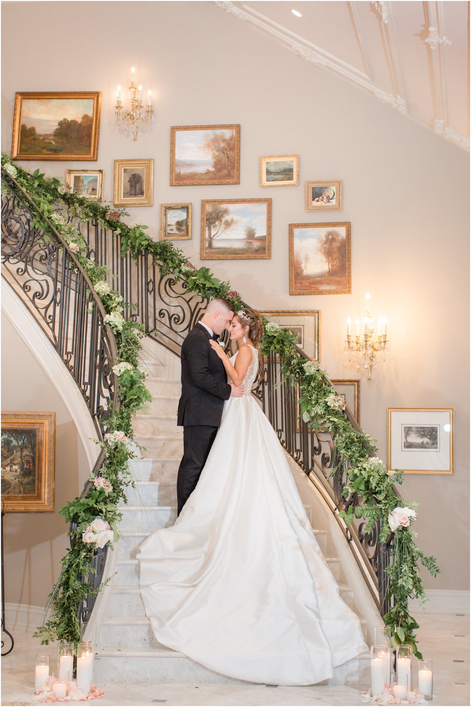 Elegant wedding portrait on the staircase at Park Chateau | Park Chateau Wedding Photography