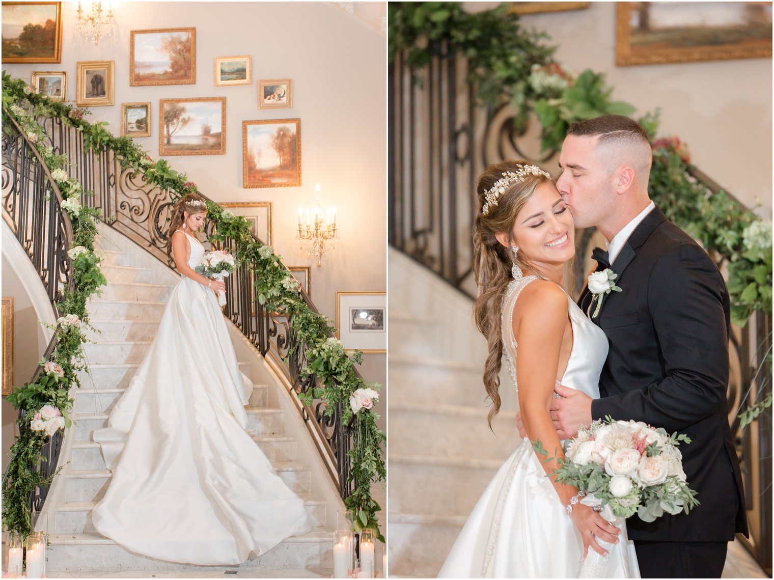 Beautiful wedding portrait in French-inspired chateau venue in NJ