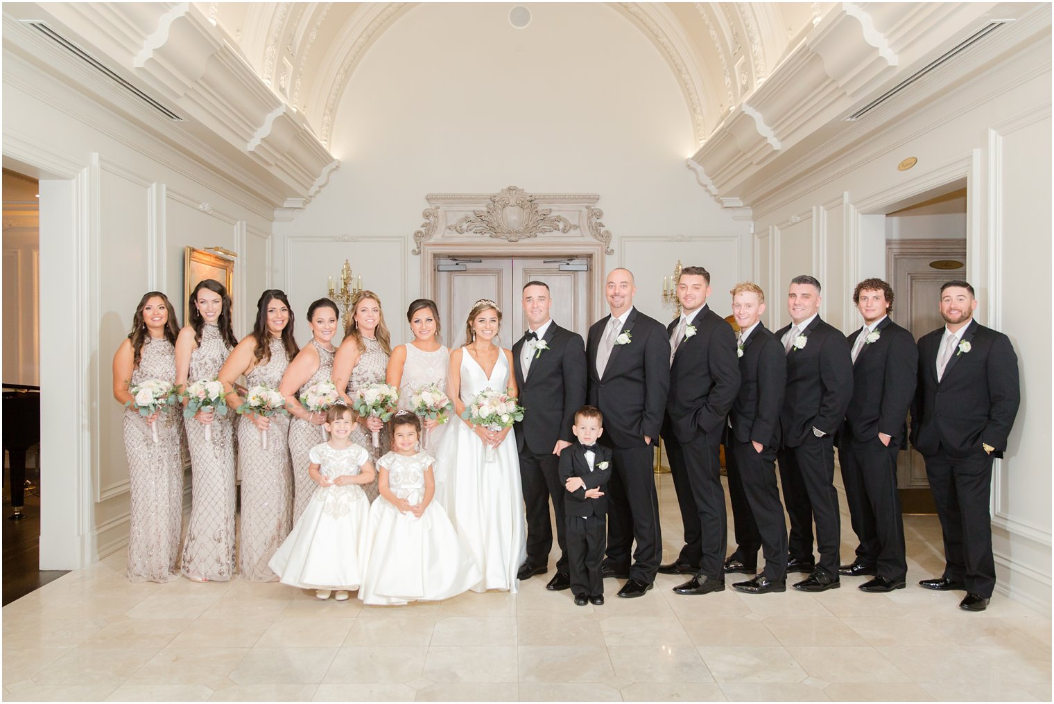 Elegant bridal party at a black tie wedding at Park Chateau