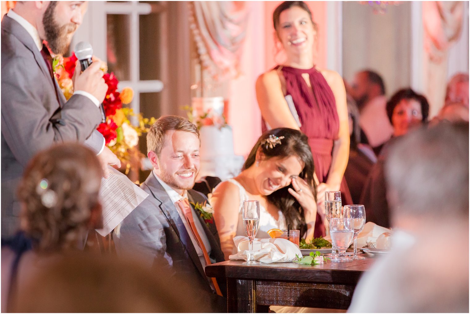 bride and groom laugh during Cross Estate Gardens Wedding day photographed by Idalia Photography