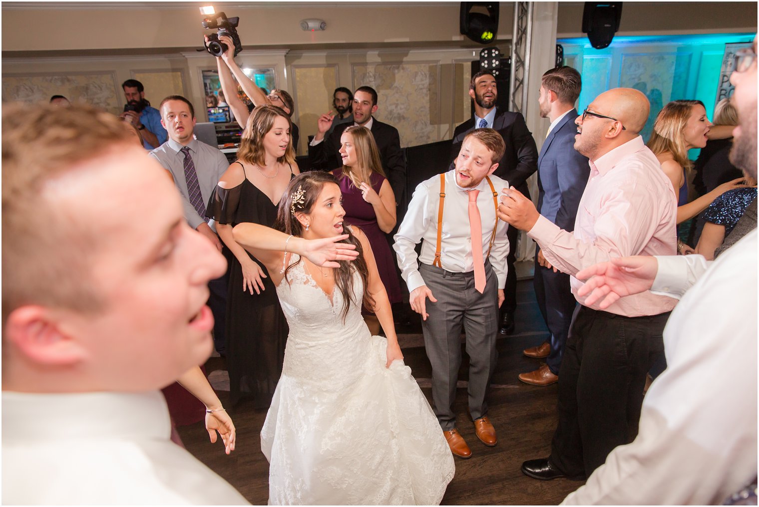 wedding reception fun at Basking Ridge photographed by Idalia Photography