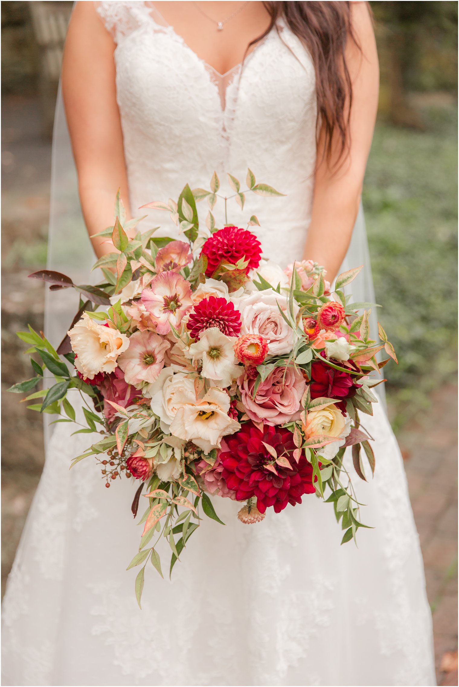 bright red, ivory and peach bouquet by Blue Jasmine Design photographed by Idalia Photography
