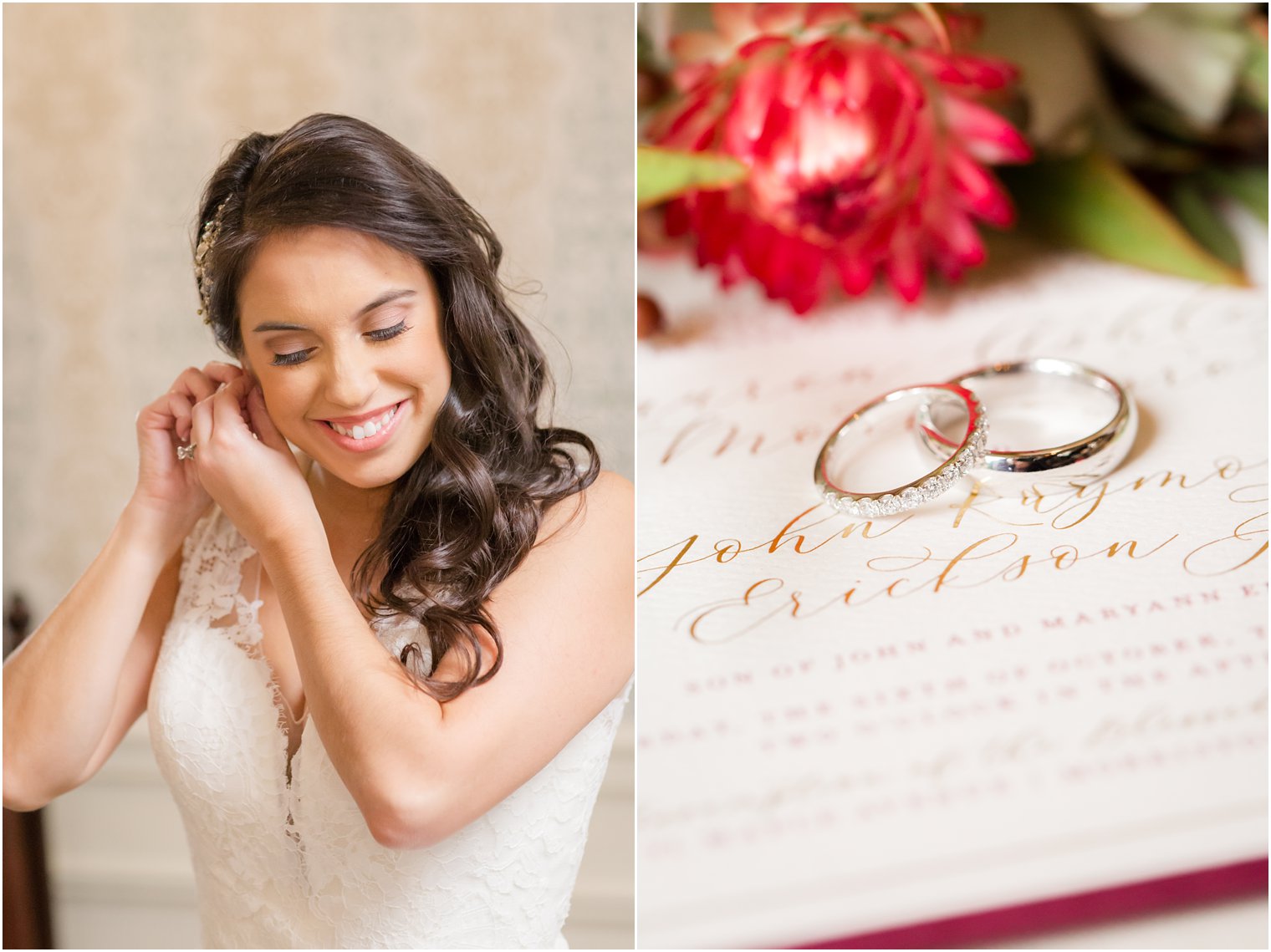 bride gets ready for wedding day at Olde Mill Inn photographed by Basking Ridge photographer Idalia Photography