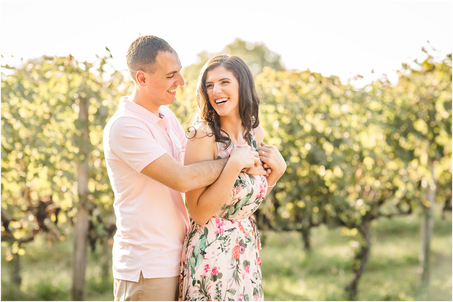 Couple laughing during engagement photos