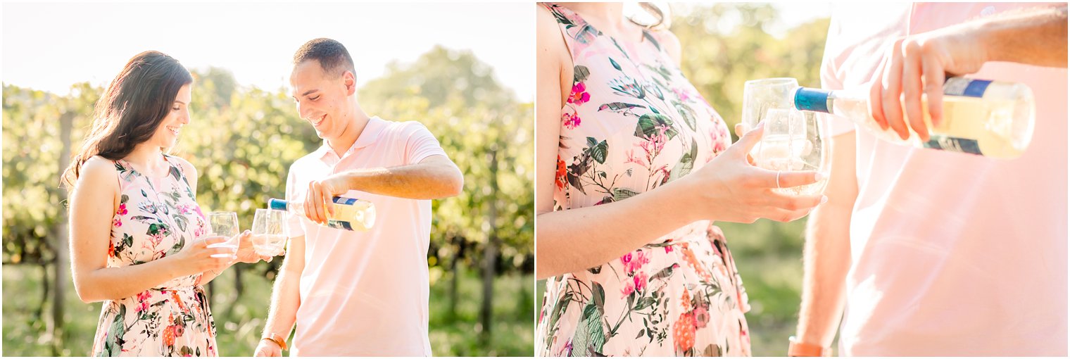 Pouring wine into Mr. and Mrs. glasses