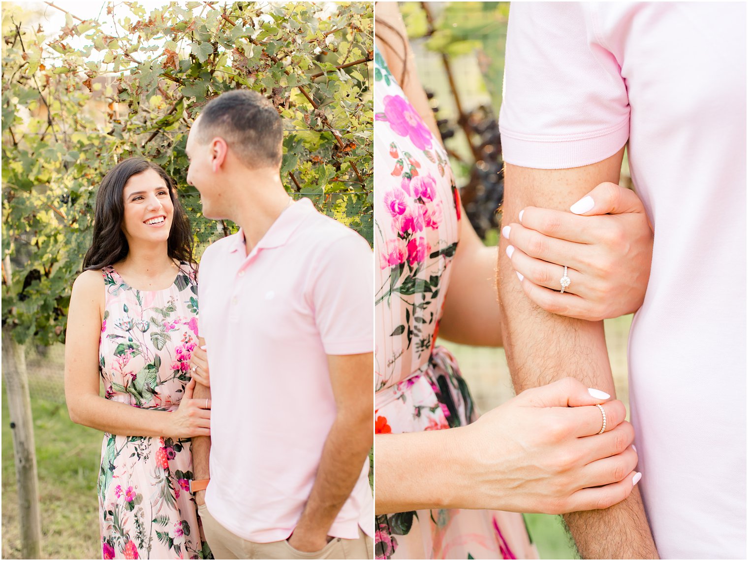 happy couple posing for their engagement photos in Cape May